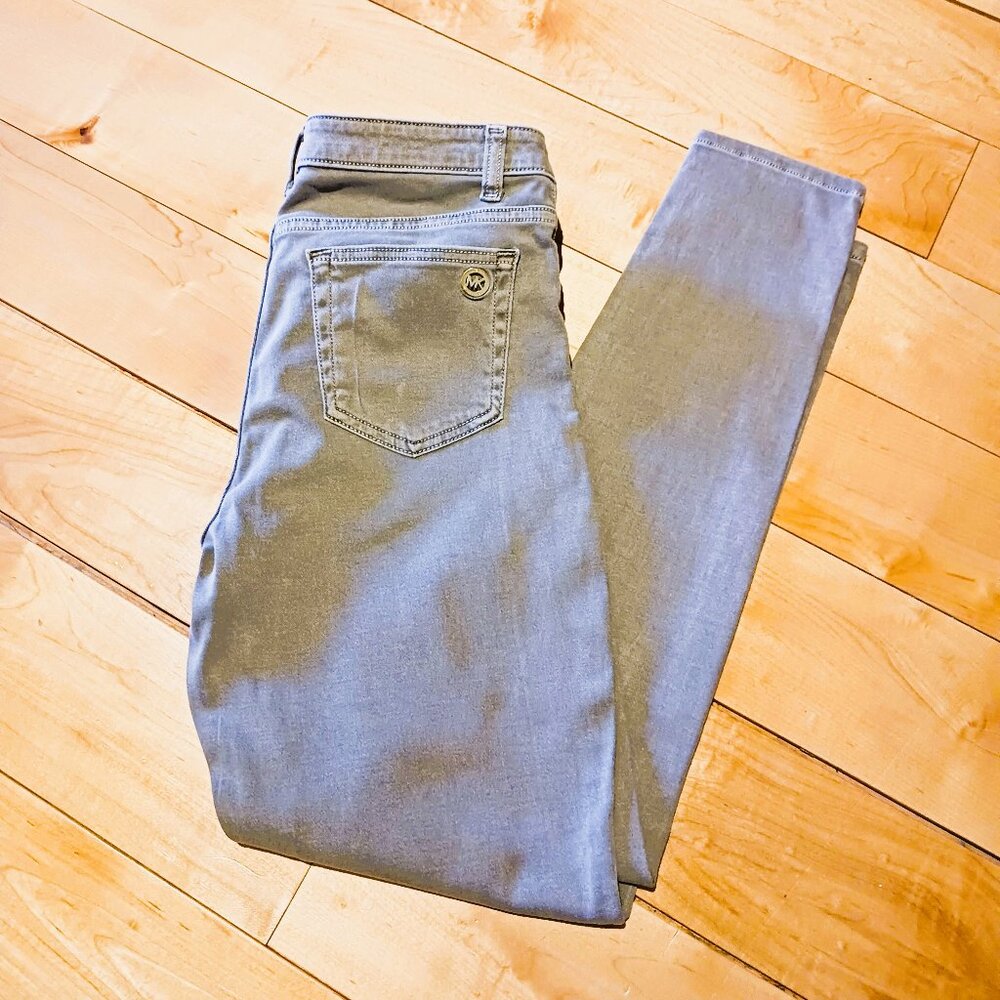 MK Michael Kors Olive Safari Khaki Green Jeans Sz 8 Mid rise skinny EUC - Picture 7 of 10